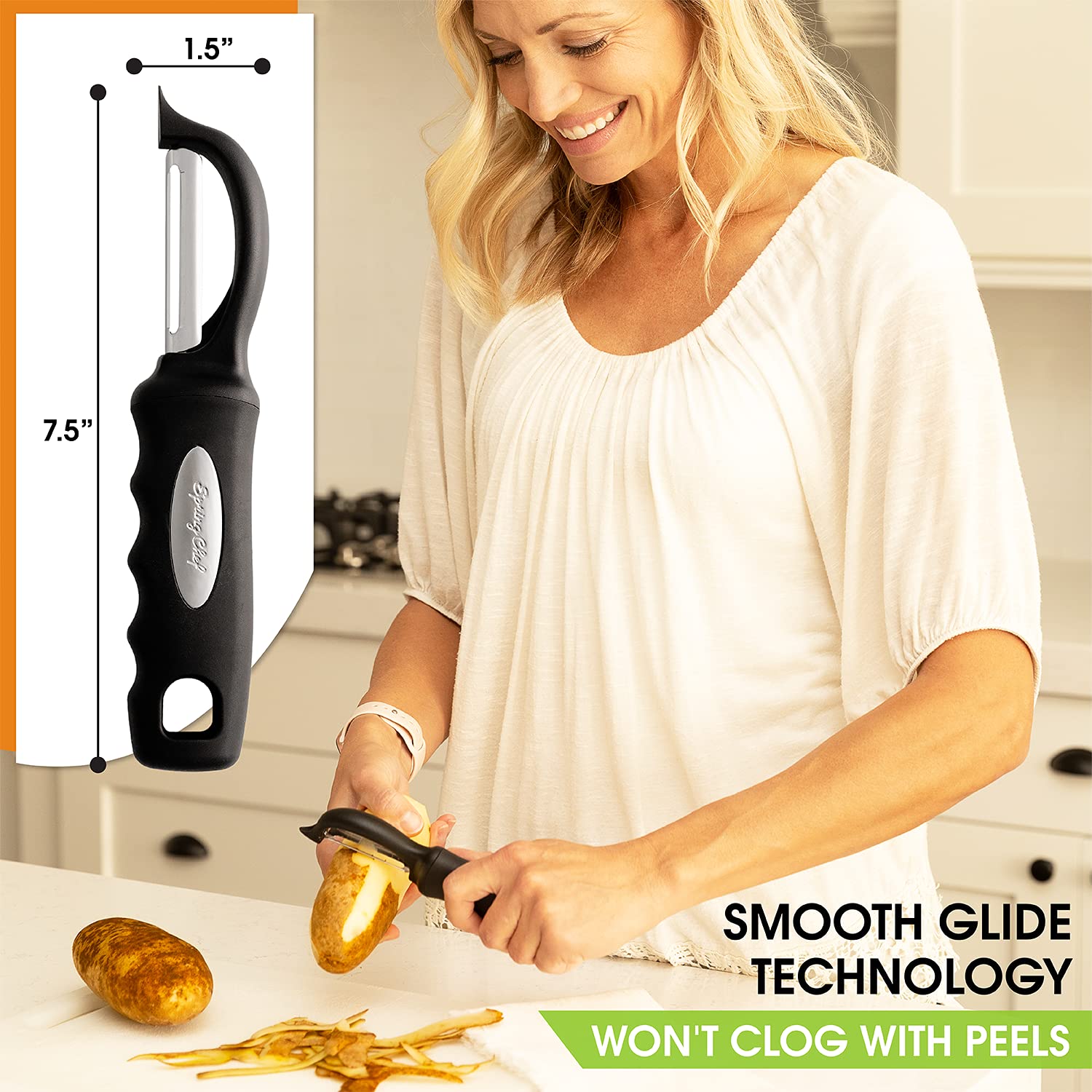Spring Chef Swivel Vegetable Peeler for Kitchen w/Soft Grip Handl - Spring Chef Official Product View 2