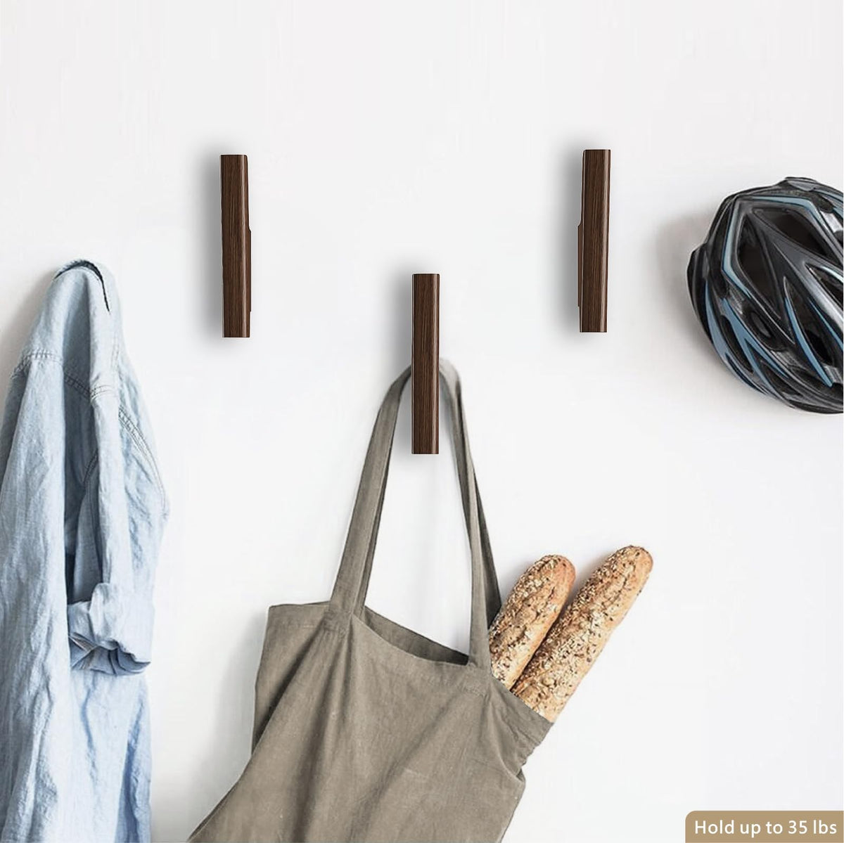 Wood Wall Hooks 4 Pack Coat Hooks Wall Mount Towel Hooks for - FCOWK Official Imagery - 7