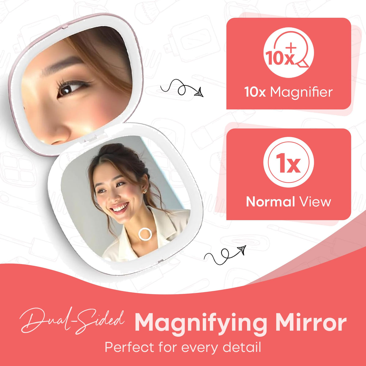 4 LED Compact Mirror 1x 10x Magnification - Cyn Care Official Imagery - 7