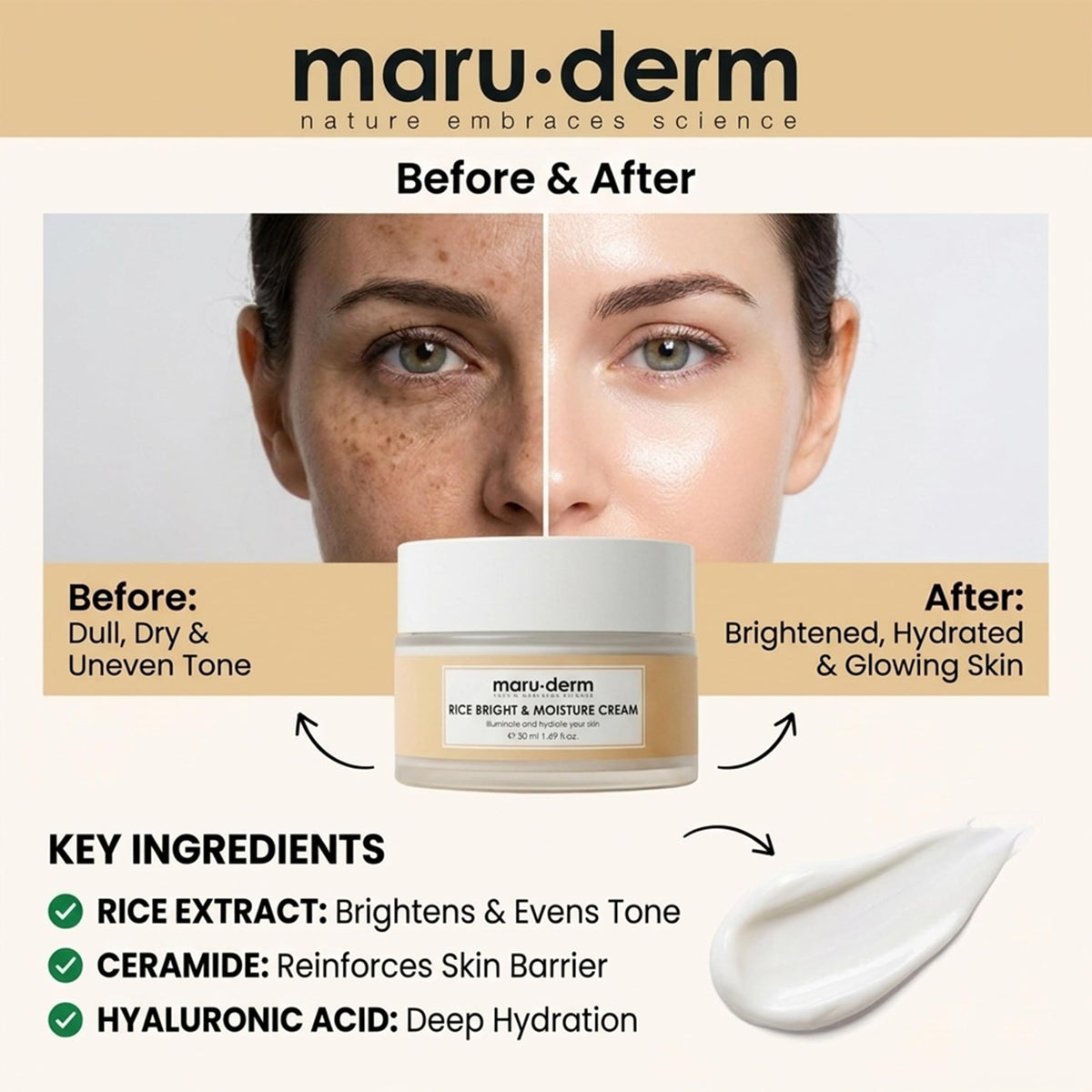 Maruderm Rice Moisturising Glow Cream - maru.derm Official Imagery - 4