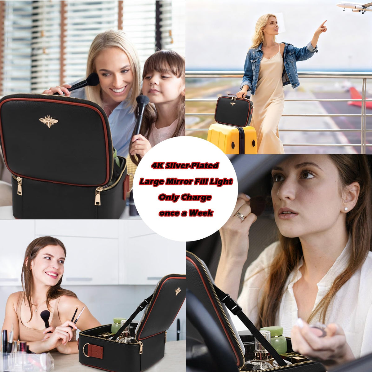 Travel Makeup Bag with Light Up Mirror Portable Makeup Bag - GIUWESOY Official Imagery - 8