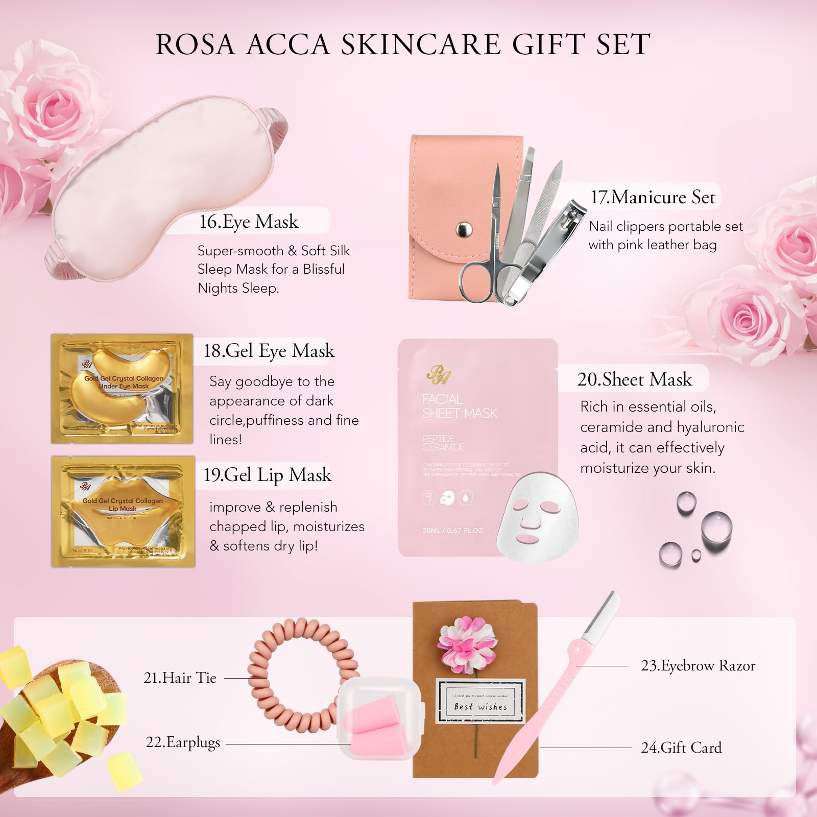 Gifts for Women, Birthday Gift for Women, 30pcs Rose Face Skin - RA ROSA ACCA