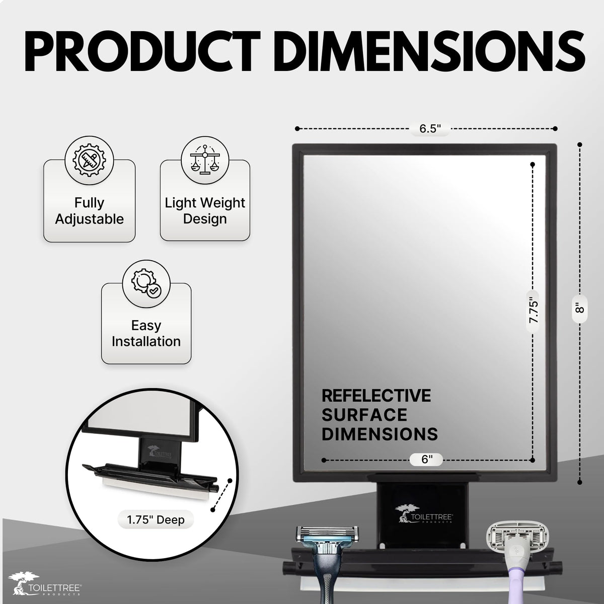 ToiletTree Products Fogless Shower Mirror - ToiletTree Products Official Imagery - 3