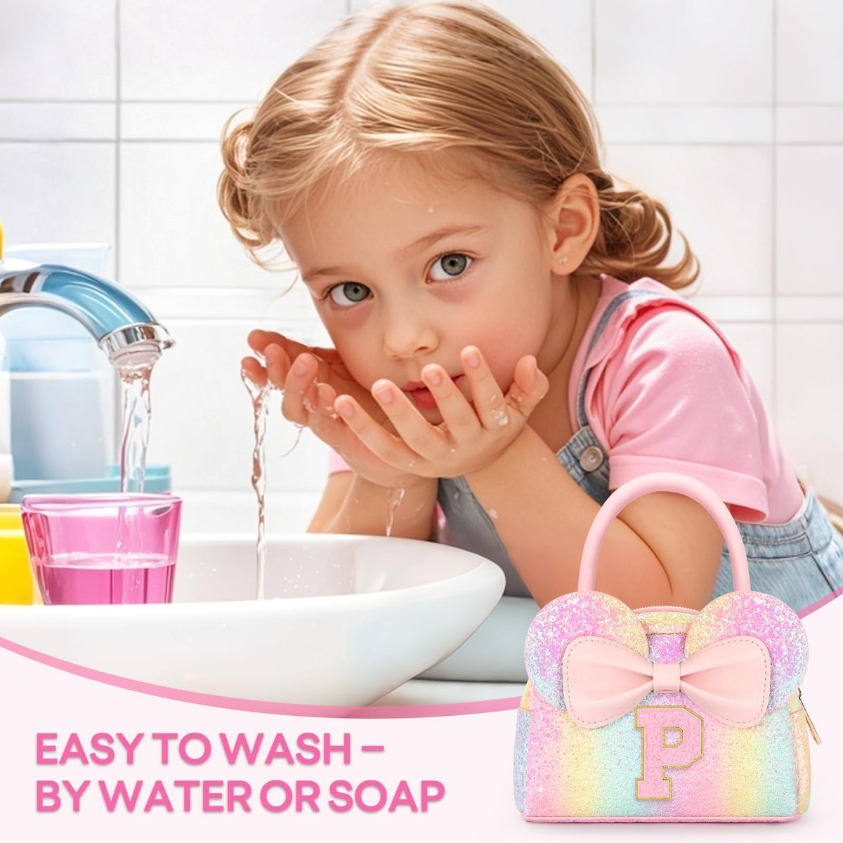 Kids Washable Makeup Kit for Girls 17 Pcs Non Toxic Make Up - mibasies Official Imagery - 3