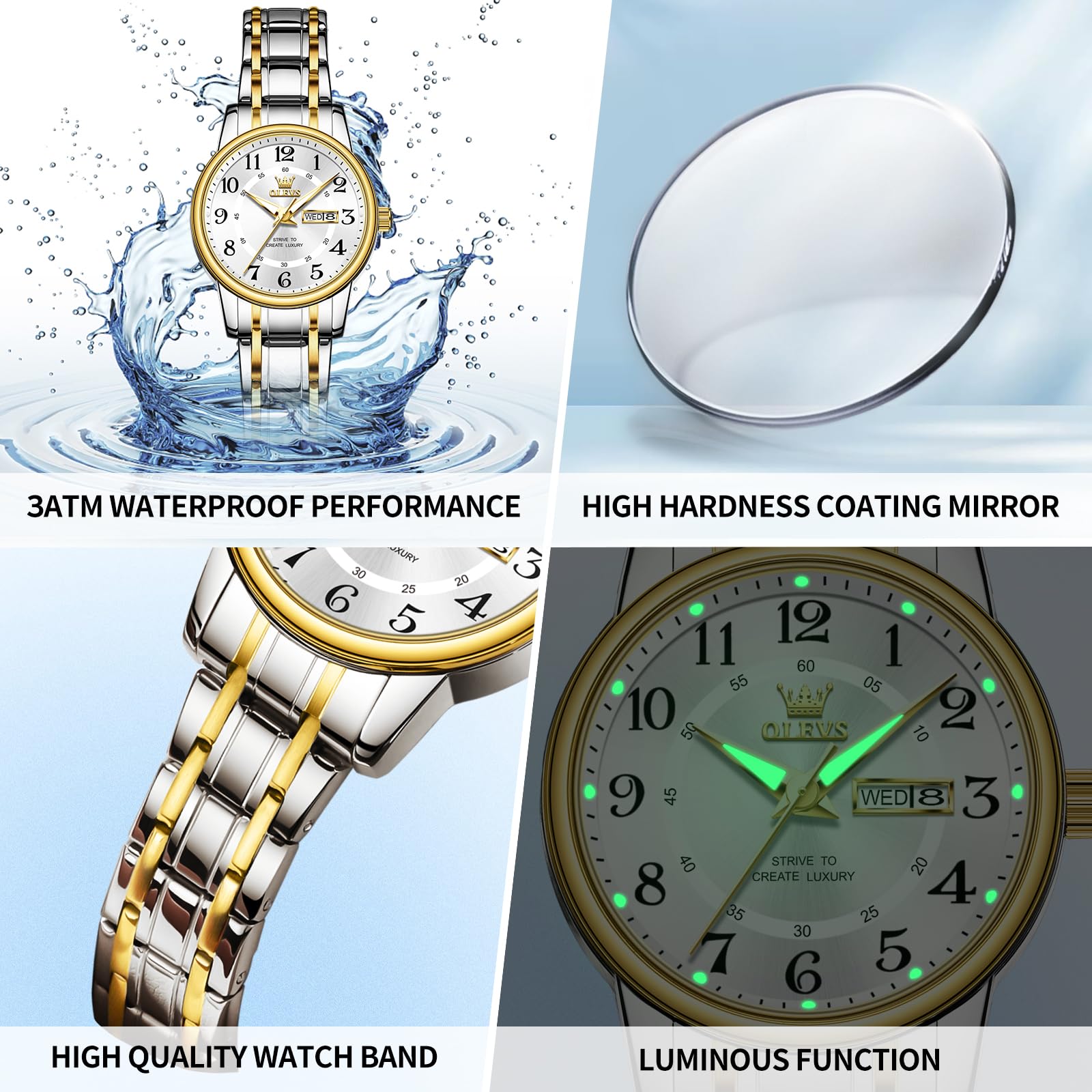 OLEVS Watches for Women Dress 30M Waterproof Long Band for Medium Wris - View 5