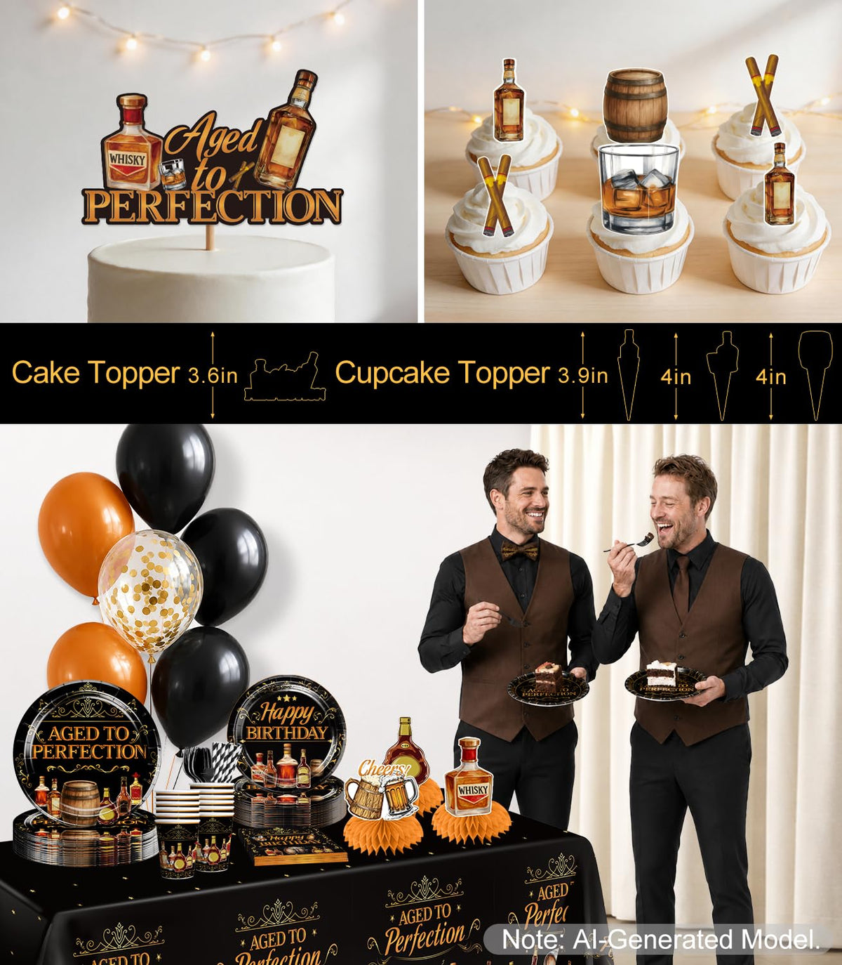212PCS Aged to Perfection Birthday Decorations Men Serves 25 - Yingoto Official Imagery - 6