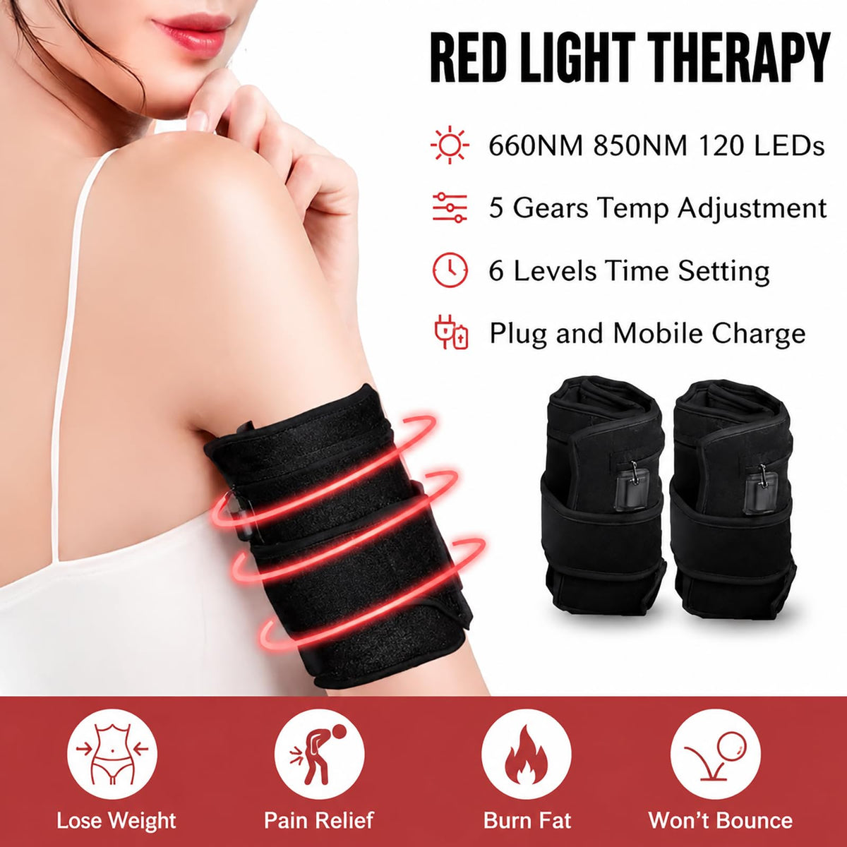 2Pcs Infrared Red Light Thera py Arm Belt 660nm and 850nm - Naviocean Official Imagery - 3