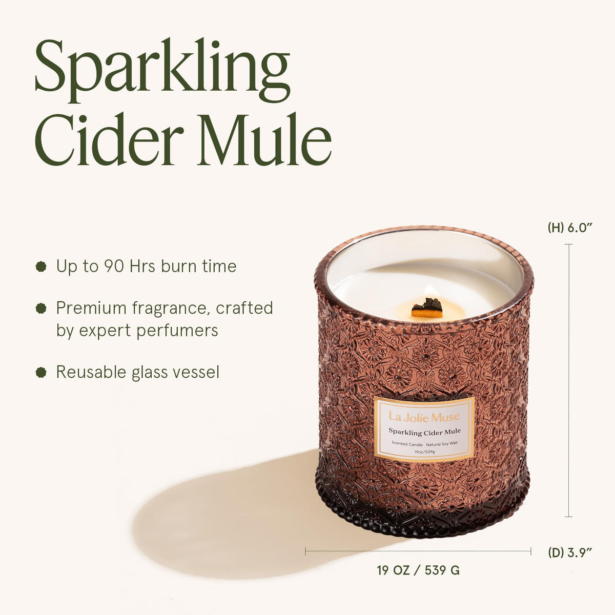 LA JOLIE MUSE Sparkling Cider Mule Scented Candles for Home - LA JOLIE MUSE Official Imagery - 6