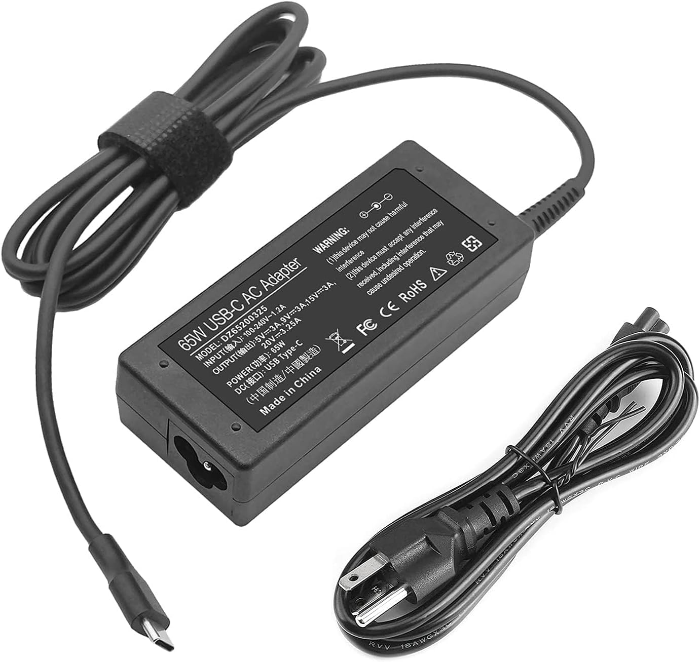 Yodzgaco 65W USB C laptop power adapter charger for Lenovo Chromebook, Yoga, ThinkPad, HP Chromebook, Dell laptops with USB Type C port