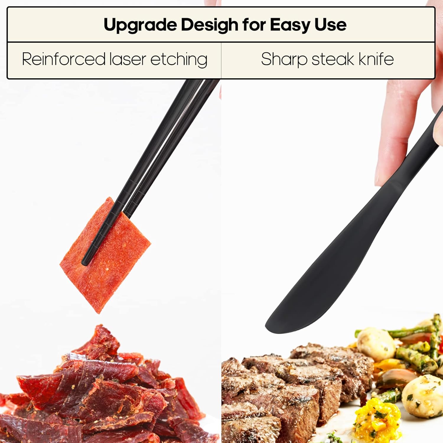 Quatish stainless steel travel utensils set with case, portable silverware for work and on-the-go dining.