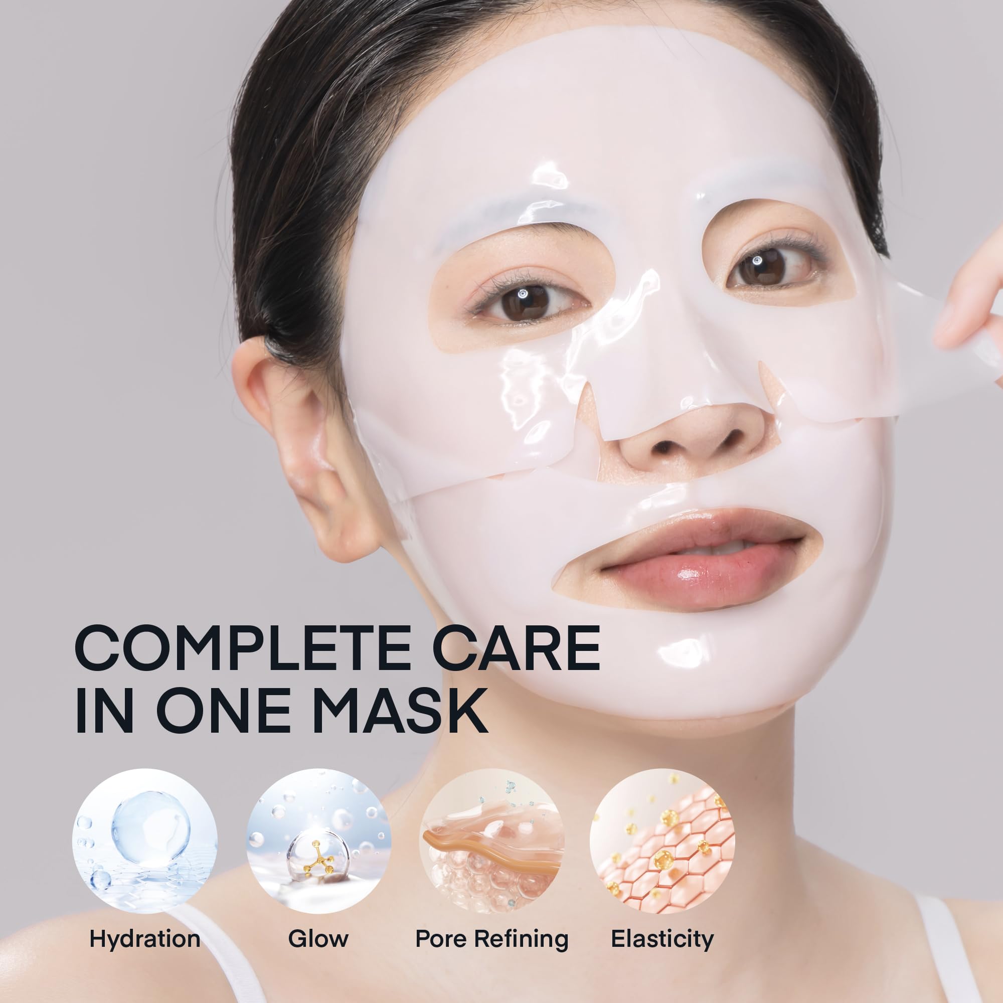 TEREZ & HONOR Real Deep Bio Collagen Face Mask - 8 x 33g Korean Hydrogel Overnight Masks for Deep Hydration, Glowing, Pore Minimizing, Elasticity, Fragrance-Free, 100 Da Ultra-Low Molecular Collagen - TEREZ & HONOR Official Product View 5