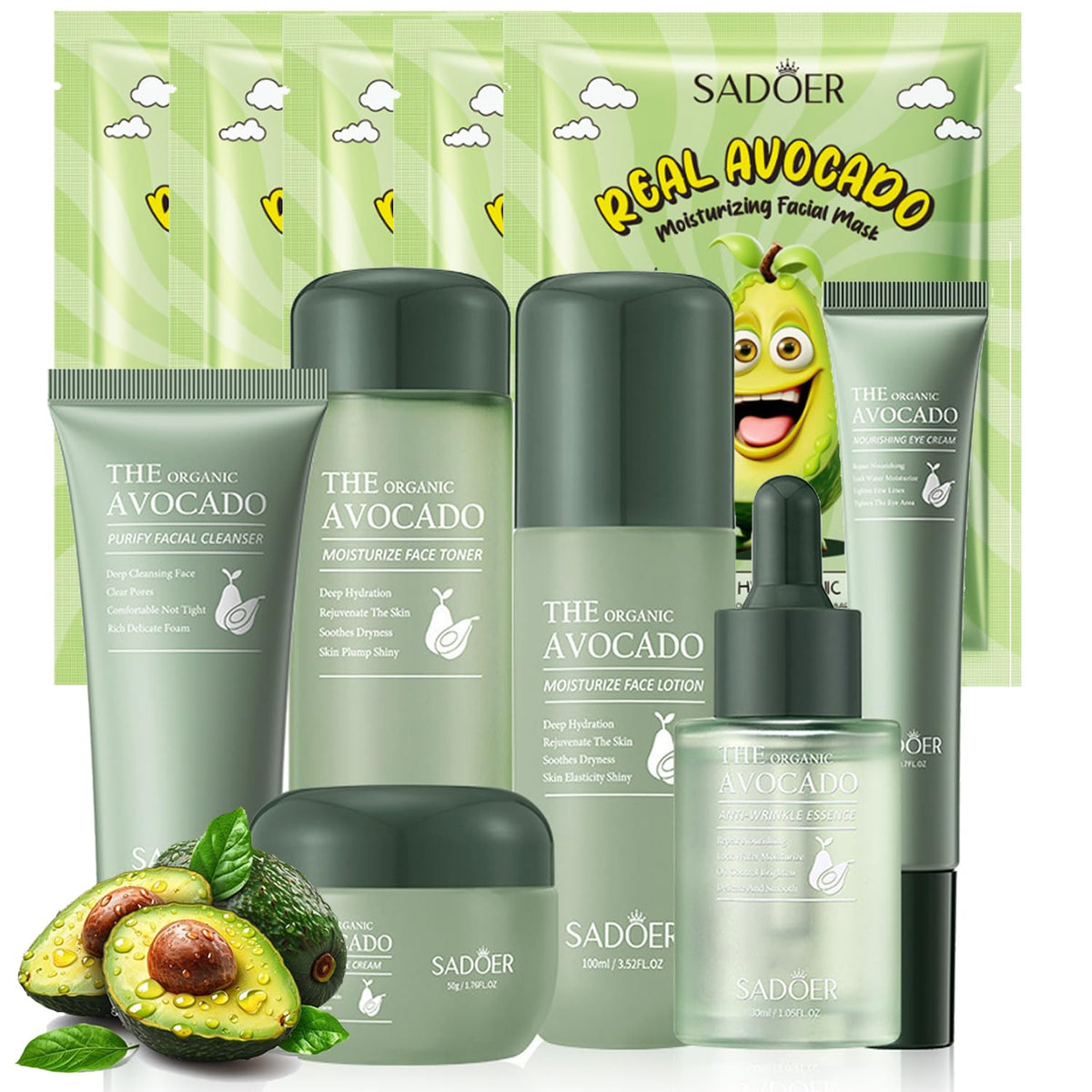 Avocado Skin Care Sets 11pcs Skin Care Gift Set with Toner - Yasovigi Official Imagery - 2