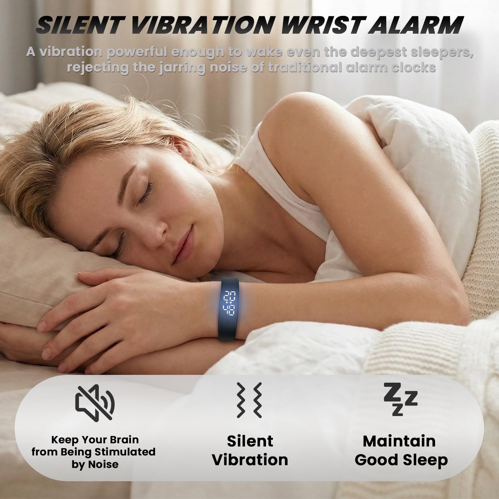 NLCCLTQ Vibrating Alarm Wristband Effective Alarm Clocks for Deep Slee - View 4