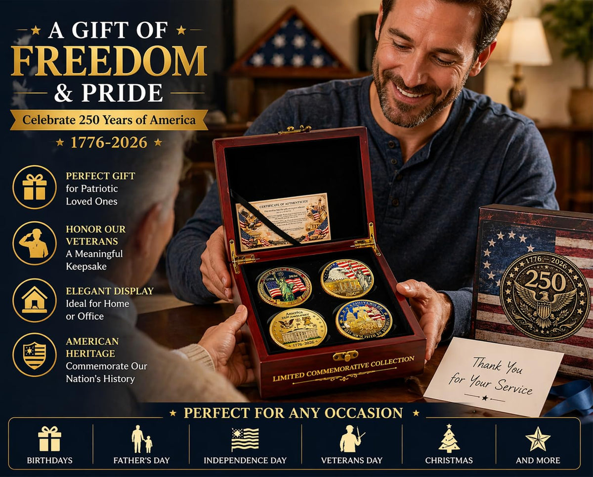 250th Anniversary USA Coin Set 4PCS Patriotic Challenge - Mascotwish Official Imagery - 7