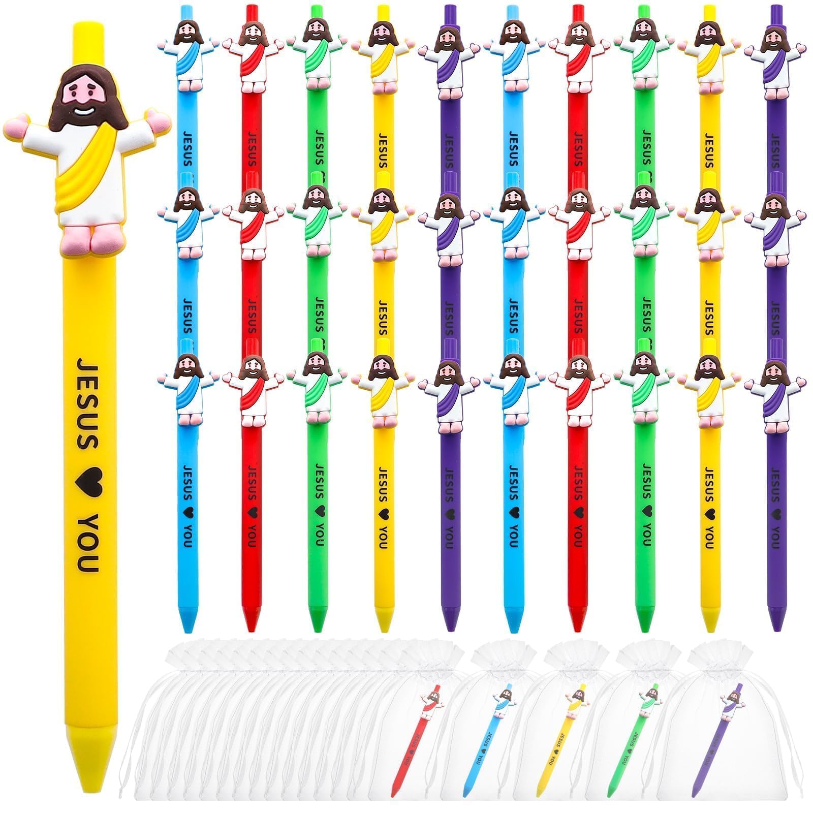 30 Pcs Little Jesus Pens Bulk Christian Jesus Loves You Pens - Product Imagery