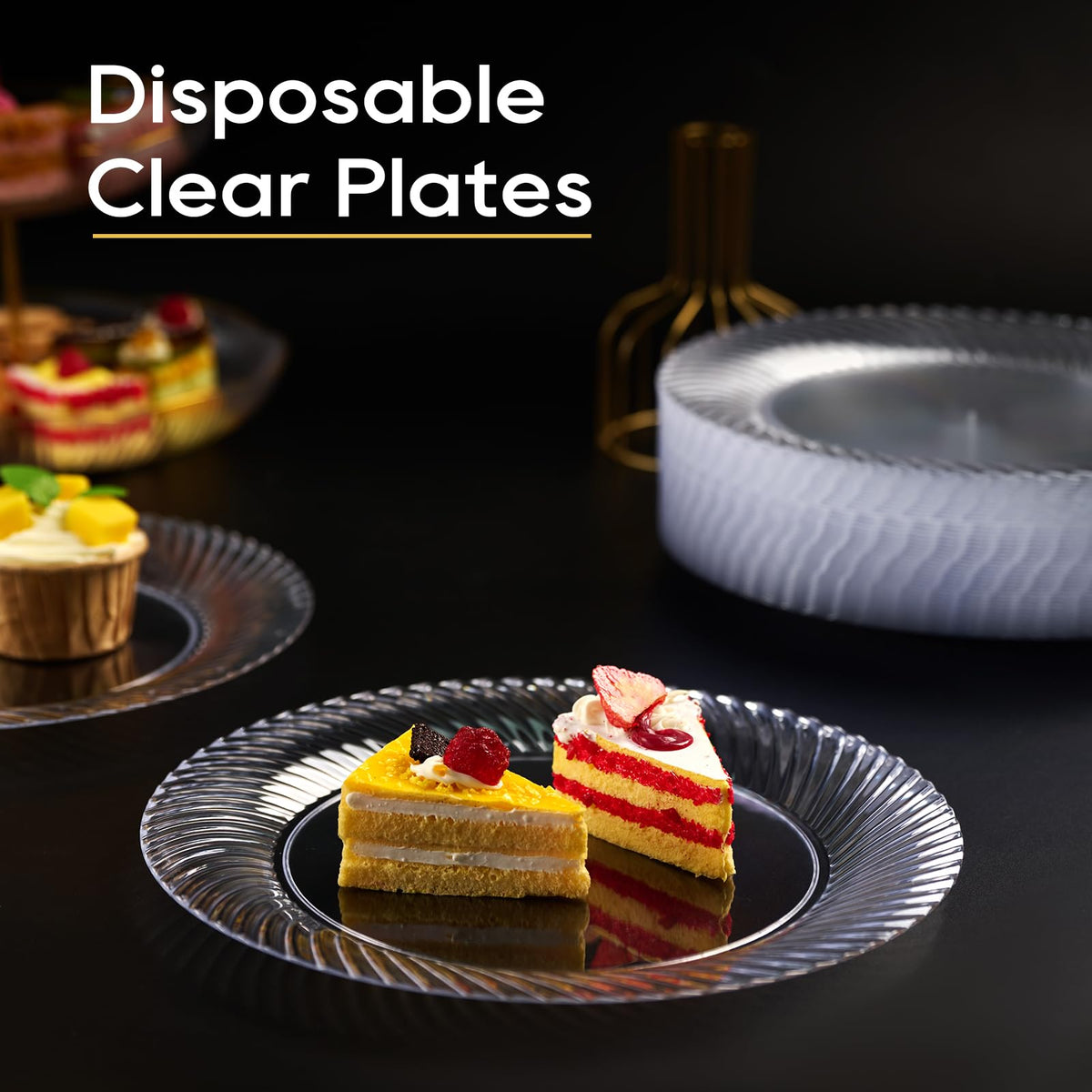 FOCUSLINE 10 Inch Clear Plastic Plates 100 Count Disposable - FOCUSLINE Official Imagery - 6