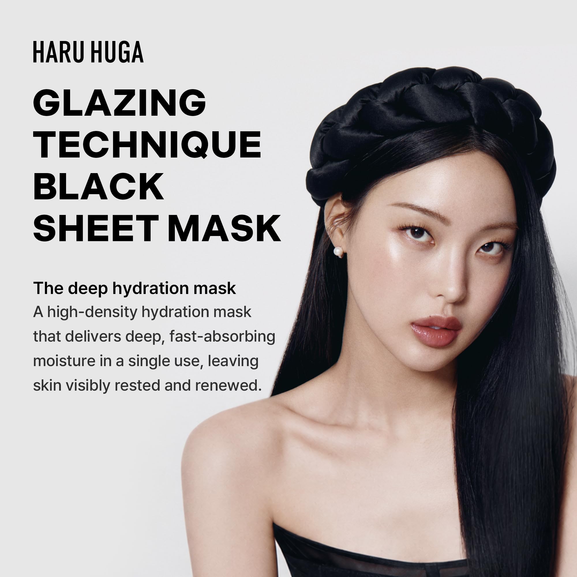Glazing Technique Black Sheet Mask Vegan PDRN 5 Count - HARU HUGA Official Imagery - 4