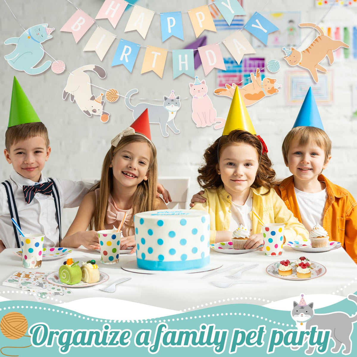 Qinyoung 176 Pcs Cat Birthday Party Supplies Disposable - Qinyoung Official Imagery - 8