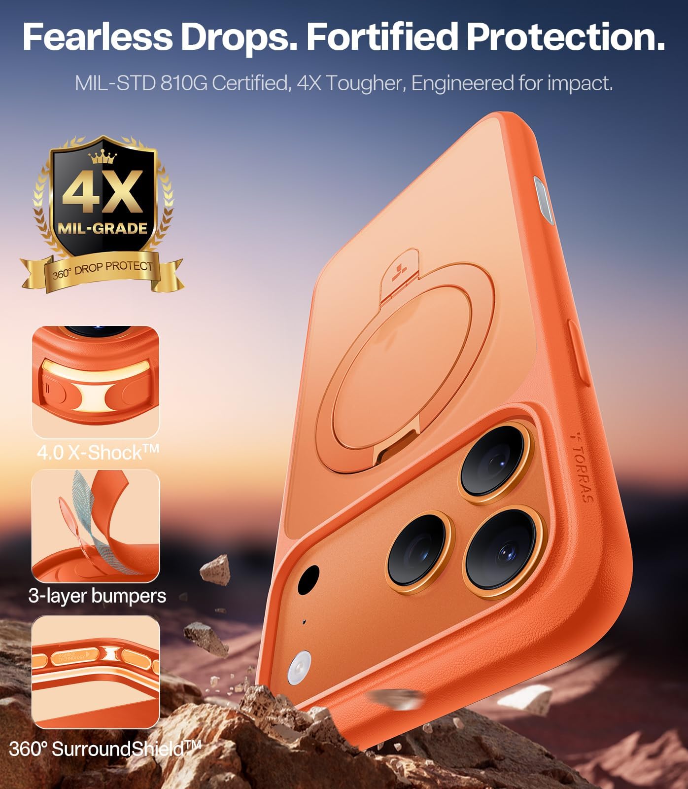 TORRAS for iPhone 17 Pro Case Magnetic Stand 4X Military - Premium Selection Official Imagery - 5