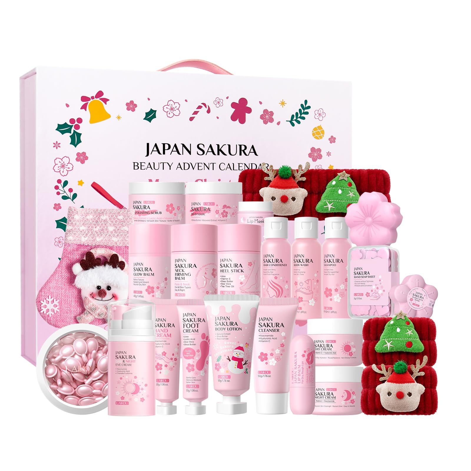 LAIKOU Japan Sakura Beauty Advent Calendar 2025, Christmas Gifts - LAIKOU