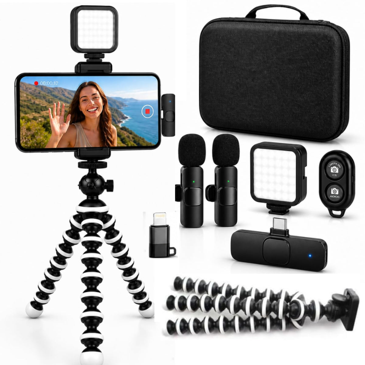 Vlogging Kit for iPhone Android with Wireless Microphone - Acuvar Official Imagery - 2