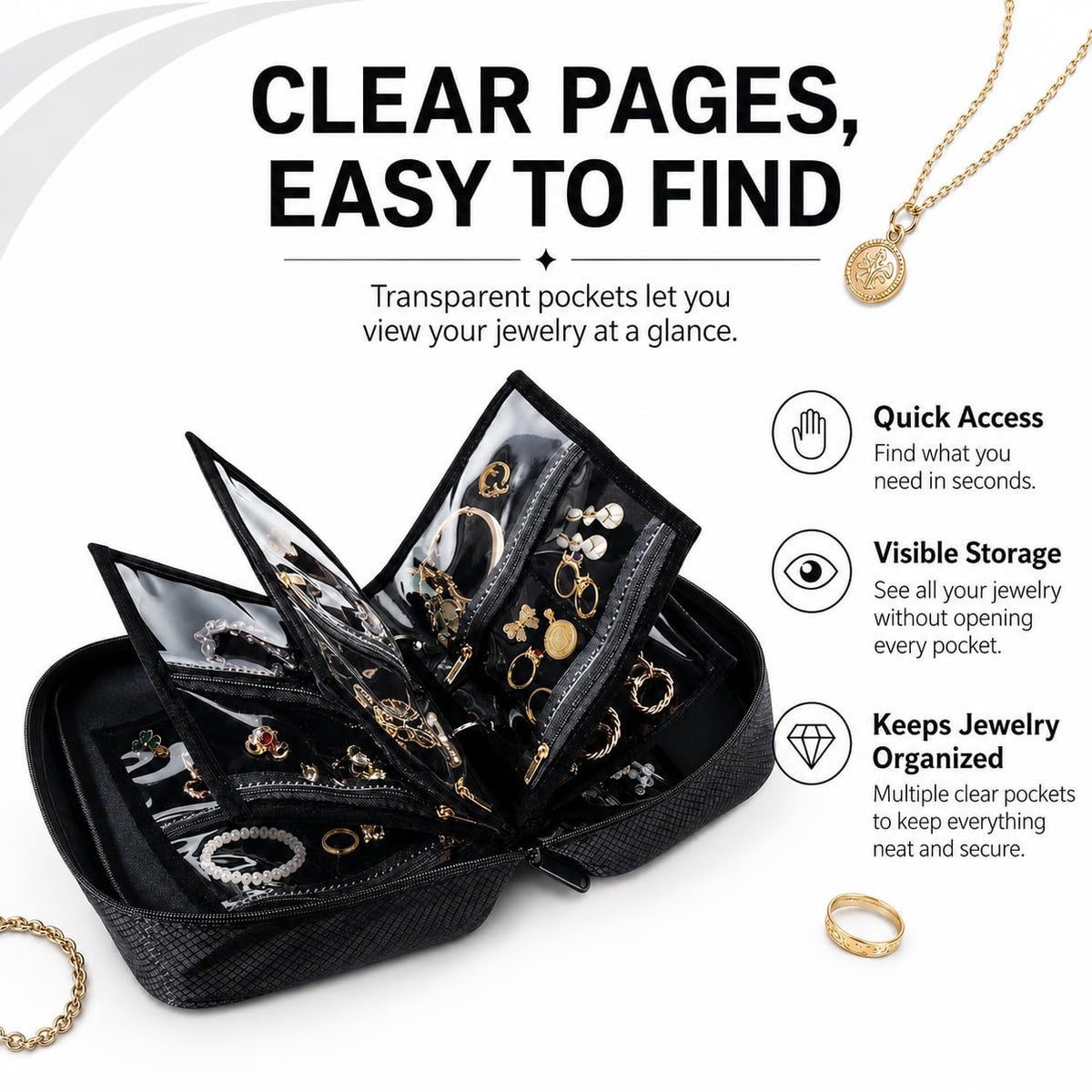 Travel Jewelry Organizer Case 36 Compartment Jewelry Storage - YQCHutek Official Imagery - 4