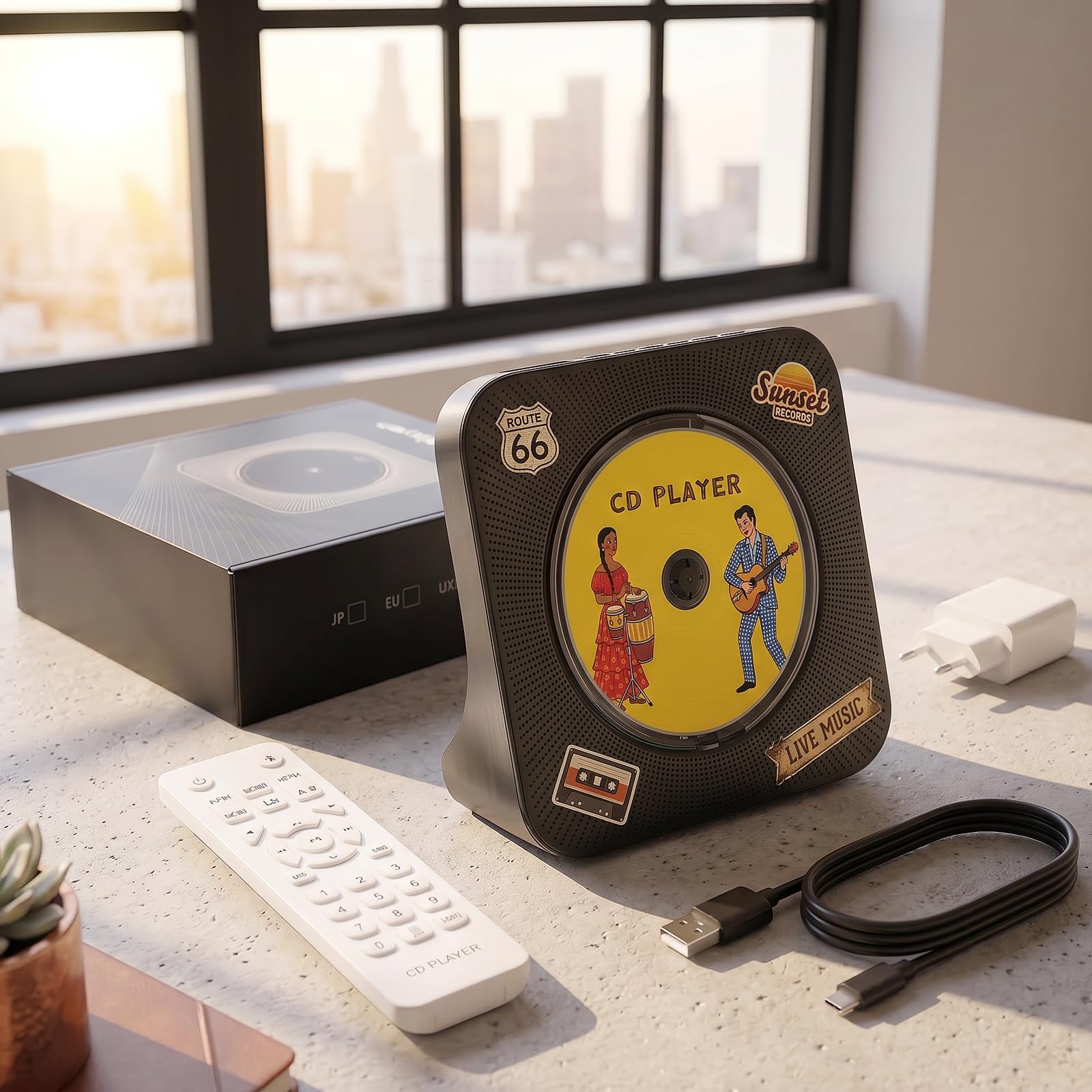 Gueray Bluetooth Desktop CD Player for Home – Black