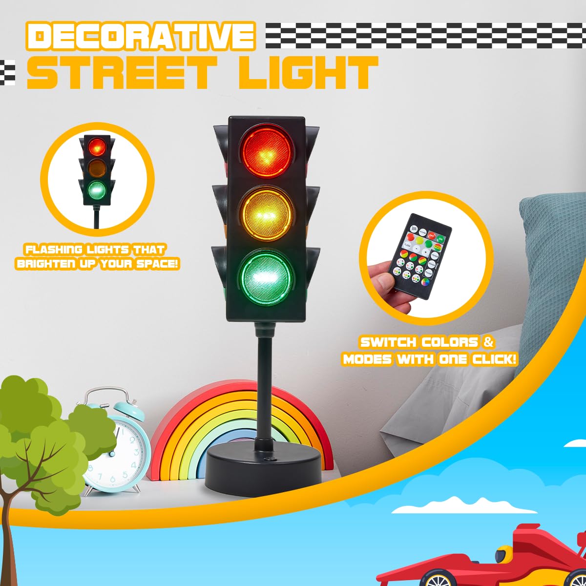 Traffic Light Lamp 11 Inch with Remote 3 Sided Color - Playbees Official Imagery - 8
