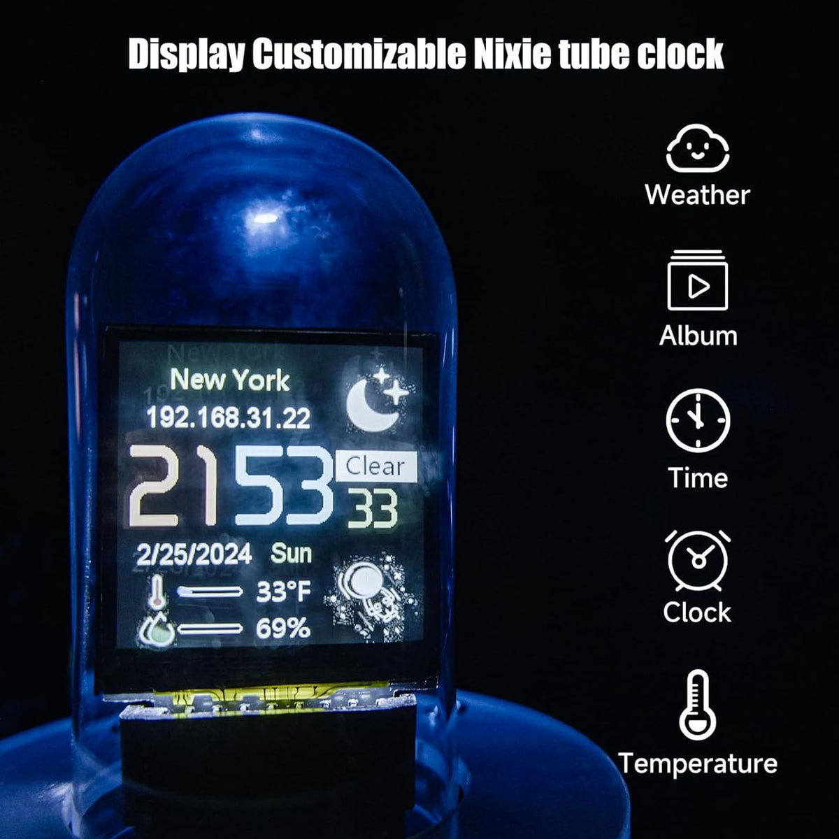 Nixie Tube Clock Simulation Full Color LCD Screen Support - Premium Selection Official Imagery - 5
