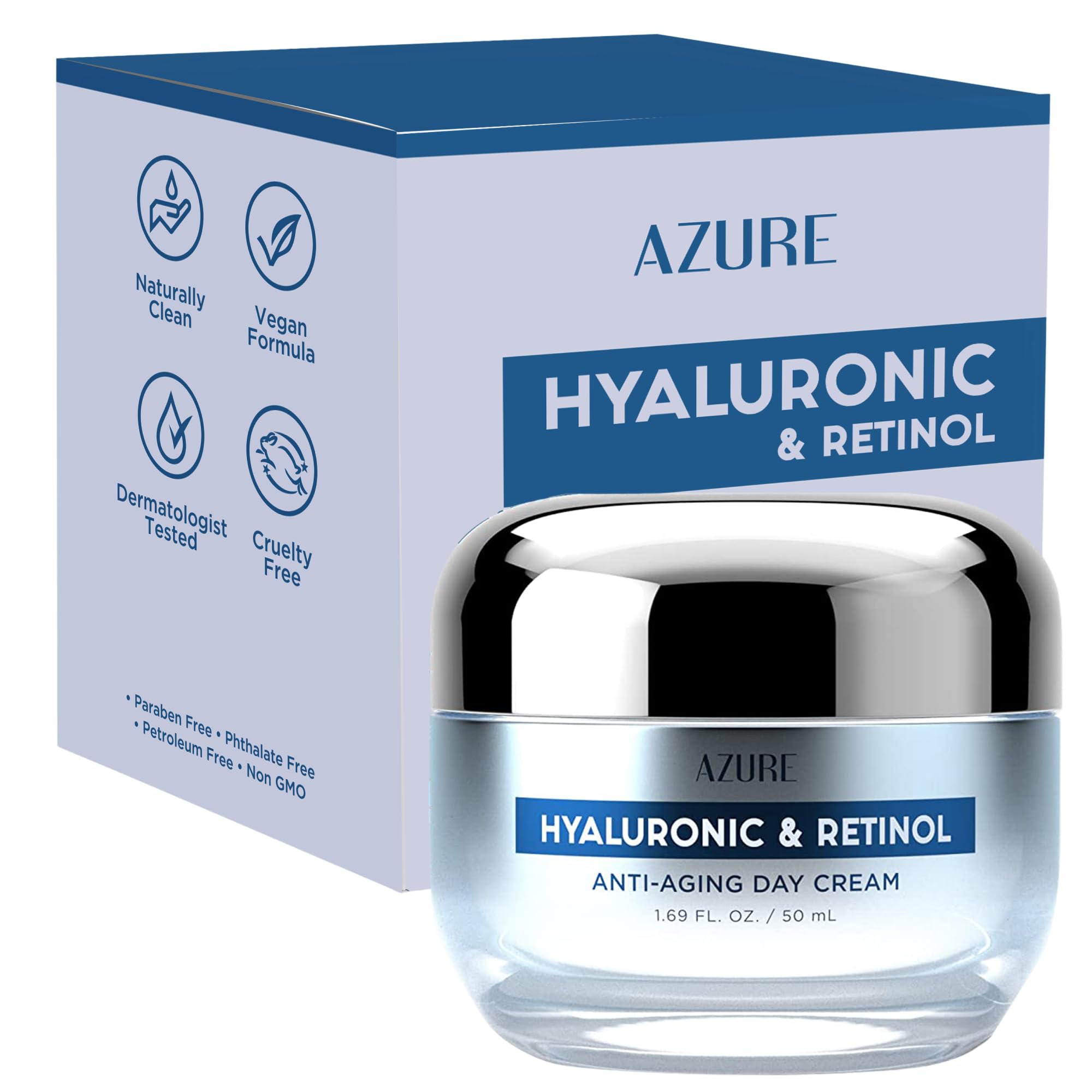 Hyaluronic Acid &amp; Retinol Face Moisturizer, Dermatologist - Azure Cosmetics
