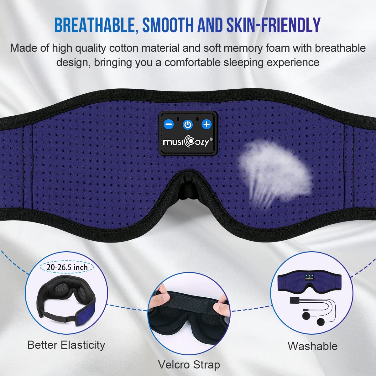 MUSICOZY 3D Sleep Headphones Bluetooth 5.4 Breathable Sleep Eye M - MUSICOZY Official Product View 3