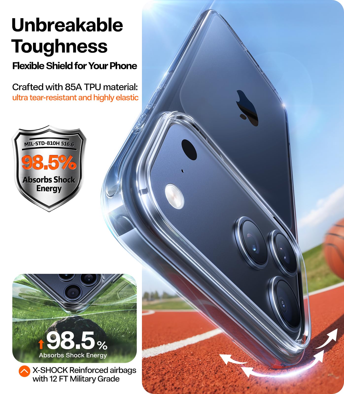 Elefair Tech TORRAS for iPhone 17 Pro Case Crystal Clear, Upgraded Anti - - Elefair Tech Official Product View 5