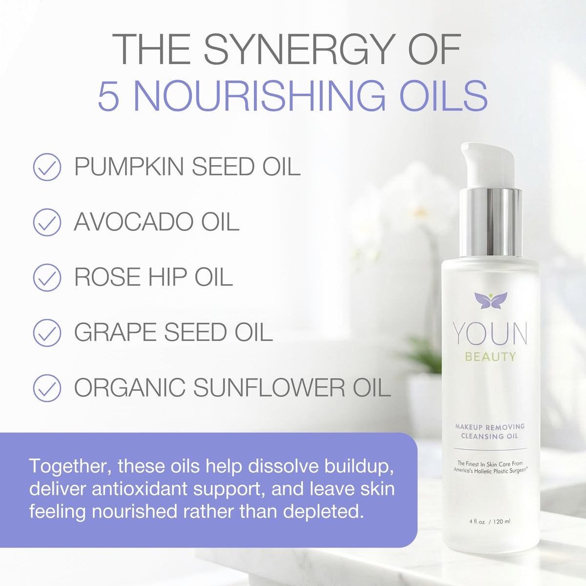 YOUN Beauty Makeup Removing Cleansing Oil by Holisitic - YOUN Beauty Official Imagery - 7