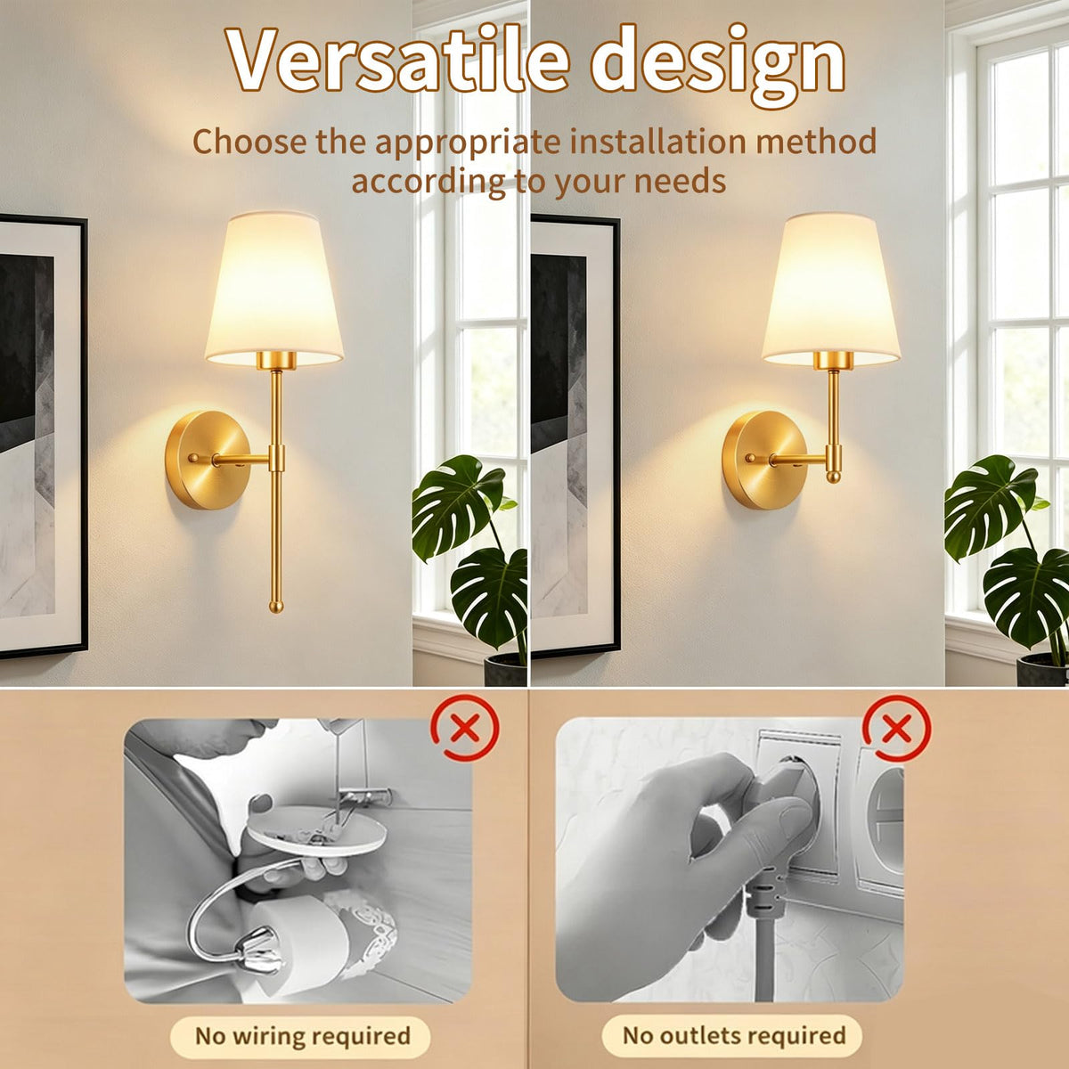 Battery Operated Wall Sconce Set of 2 Rechargeable Wall - LHRLAK Official Imagery - 7
