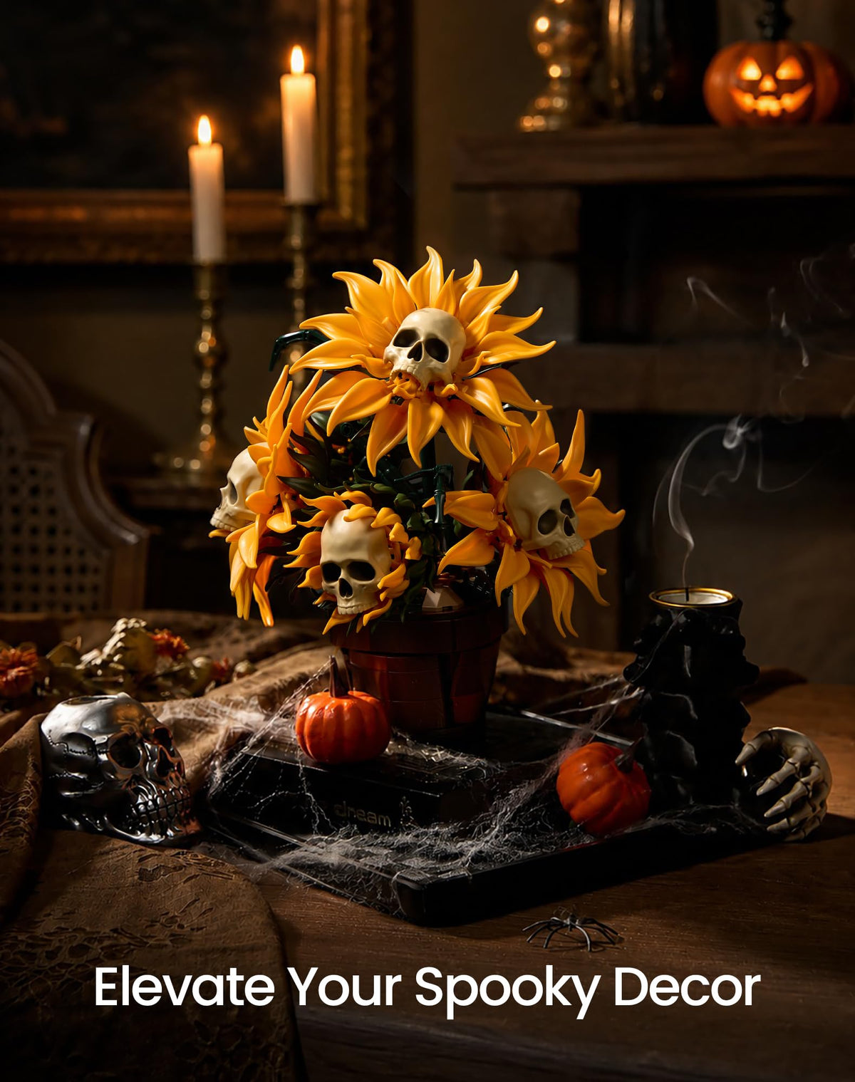 Gothic Skull Sunflower Potted Halloween Building Set for - SupreOwls Official Imagery - 3