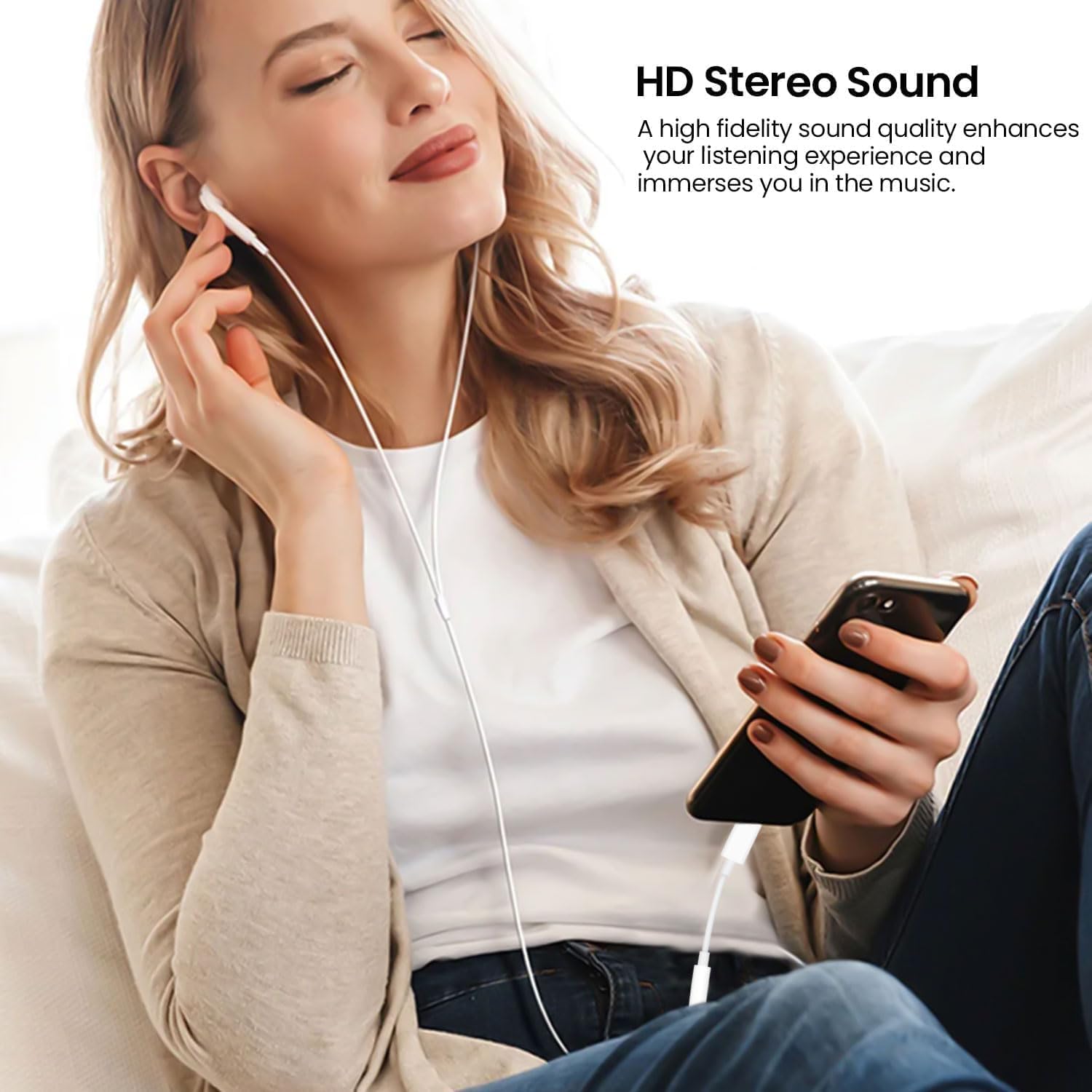 Htrenc USB C to 3.5mm Headphone Jack Adapter for iPhone17/ iPhone by Htrenc - Angle View 5