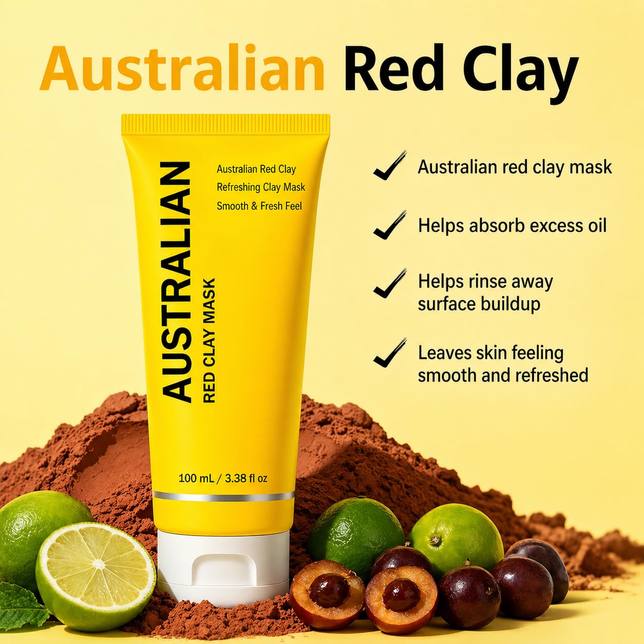 Face Mask Red Clay Australian Red Clay Face Mask Hydrating - GTVOSY Official Product Imagery - 3