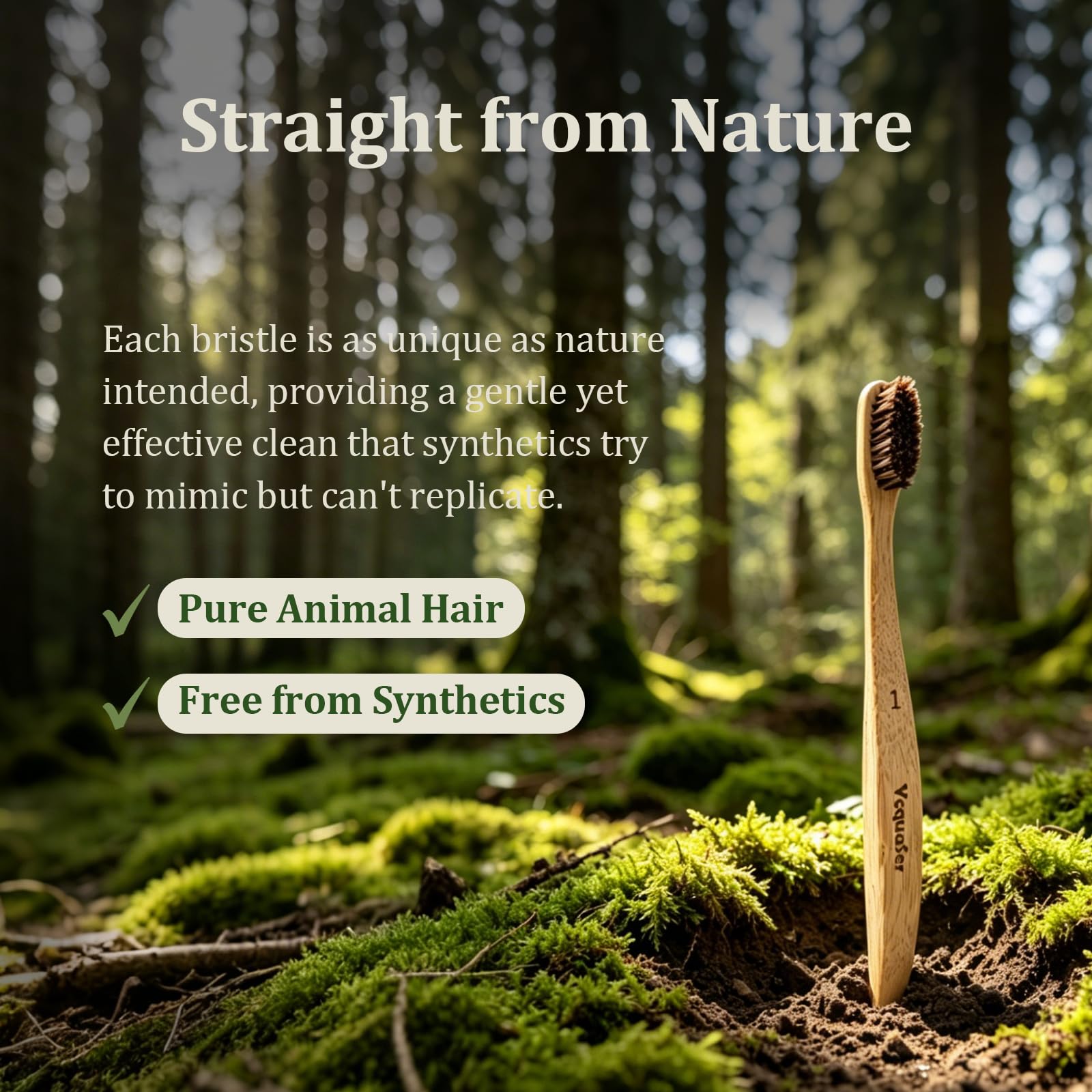 Ycquaser Bamboo Toothbrush 4-Pack | Natural Horse Bristles