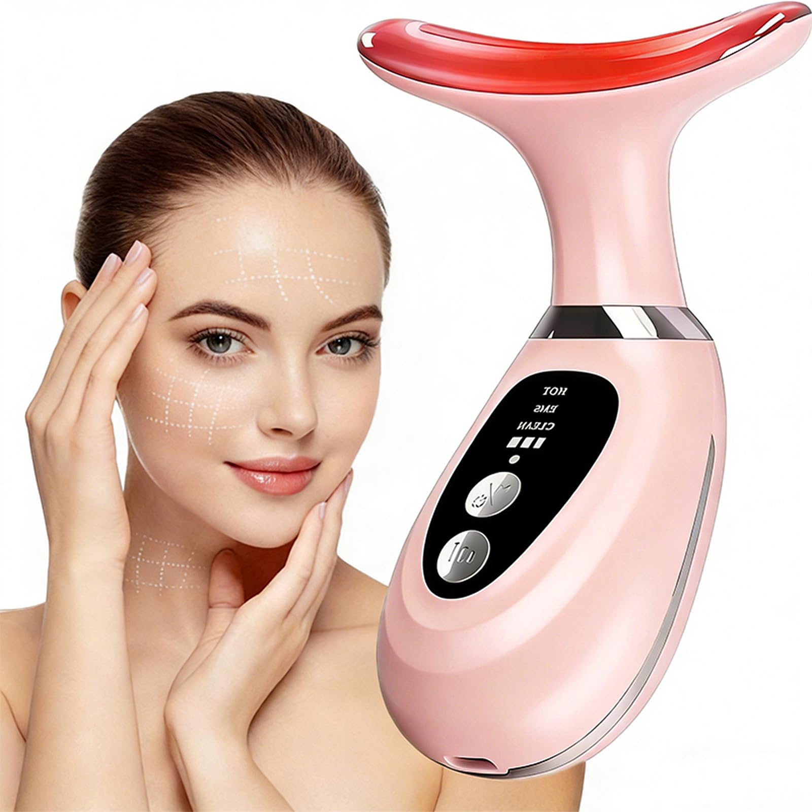7-Color LED Light Facial Massager Set, Face and Neck Massager - erdnretl