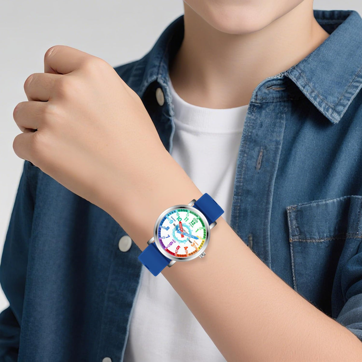 Kids Analog Watch Learning Watch for Kids 8 12 Blue Cute - Afcrho Official Imagery - 3