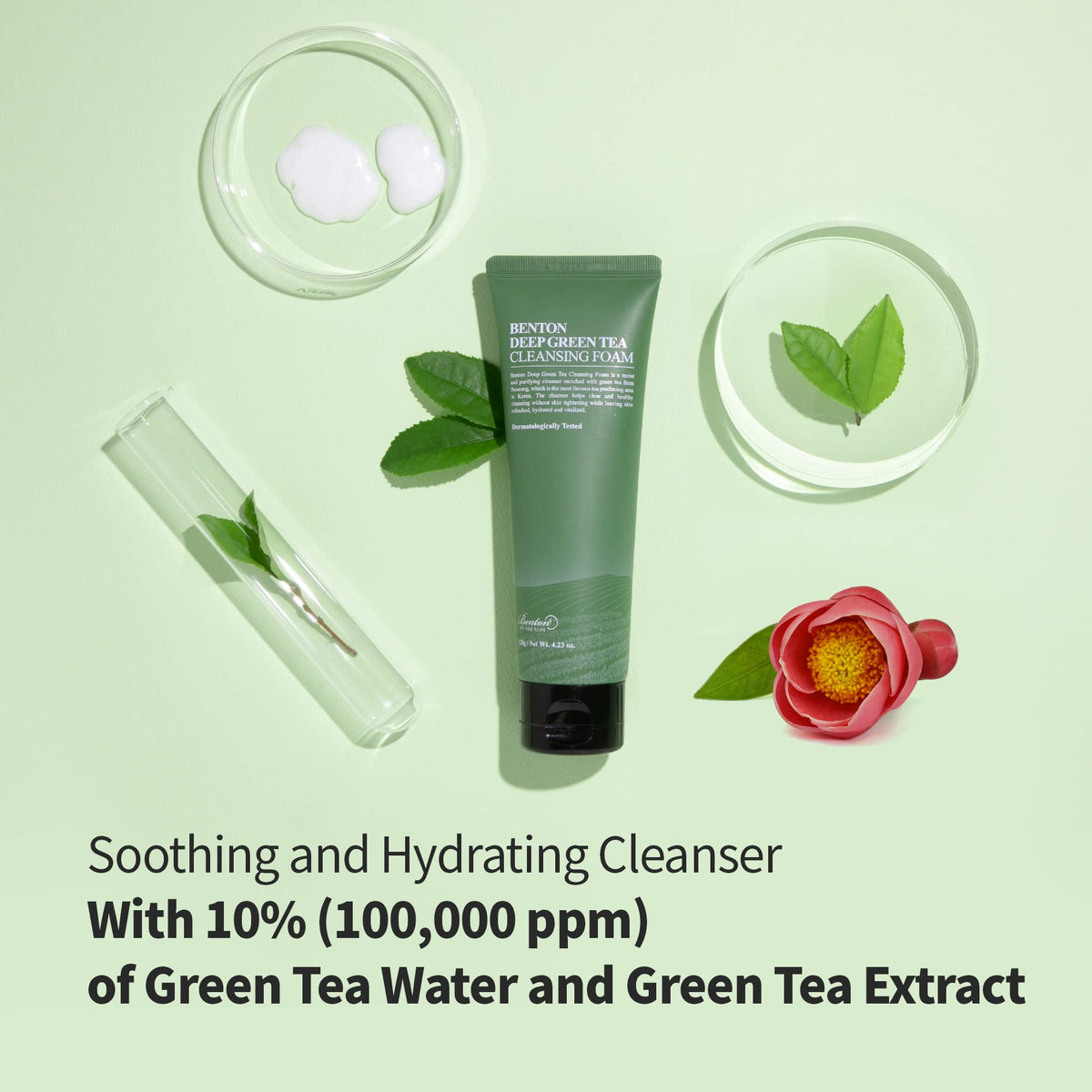 BENTON Deep Green Tea Natural Face Wash - BENTON Official Product Imagery - 4