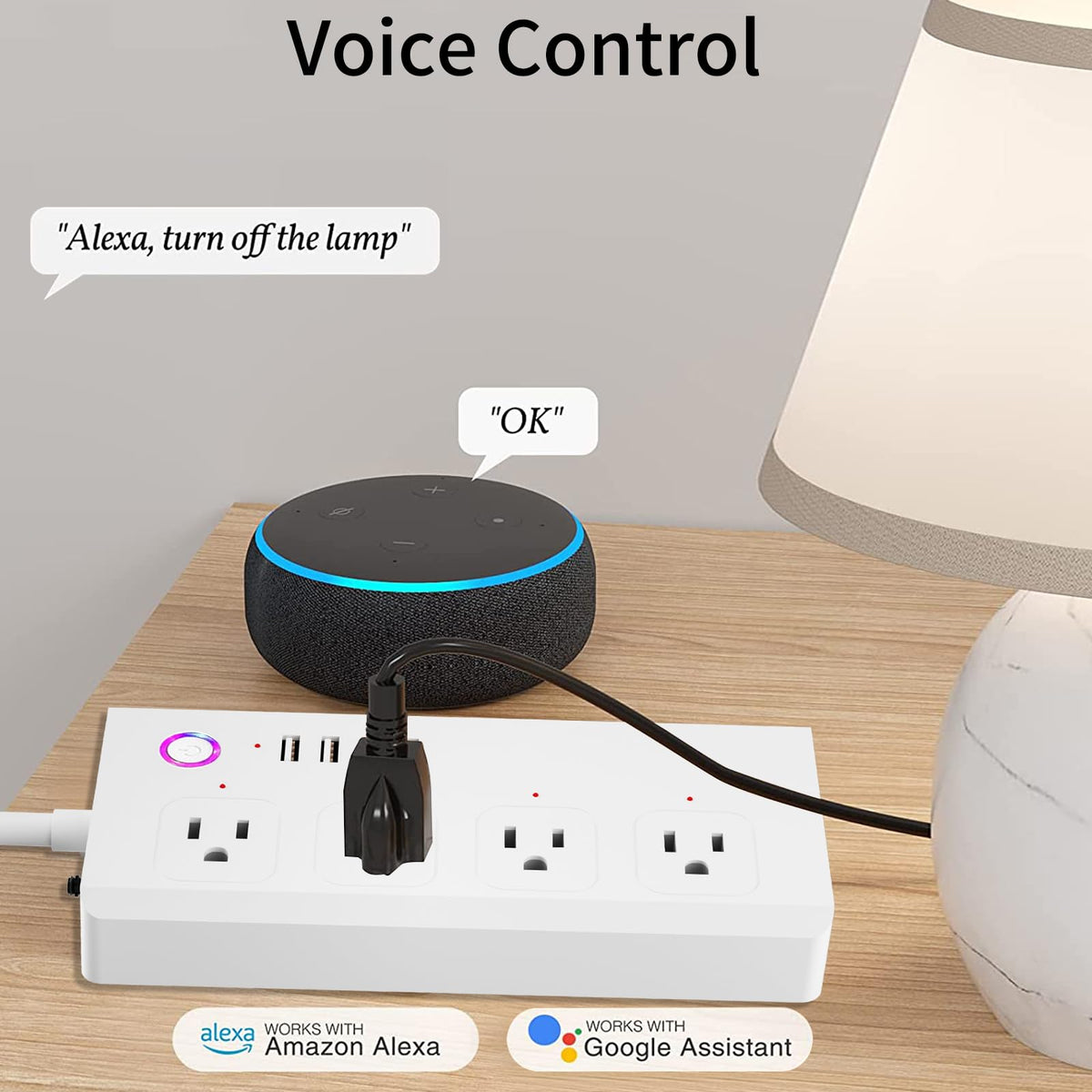 Smart Power Strip Voice Control for Alexa Google - UseeLink Official Imagery - 3