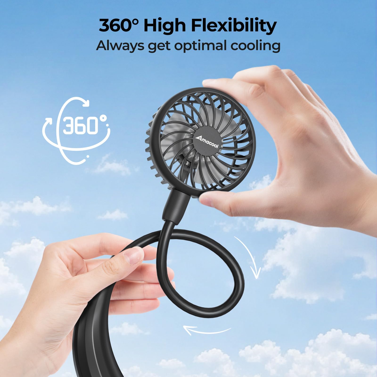 AMACOOL Portable Neck Fan, Lightweight Wearable with Hands-Free C by AMACOOL - Angle View 4