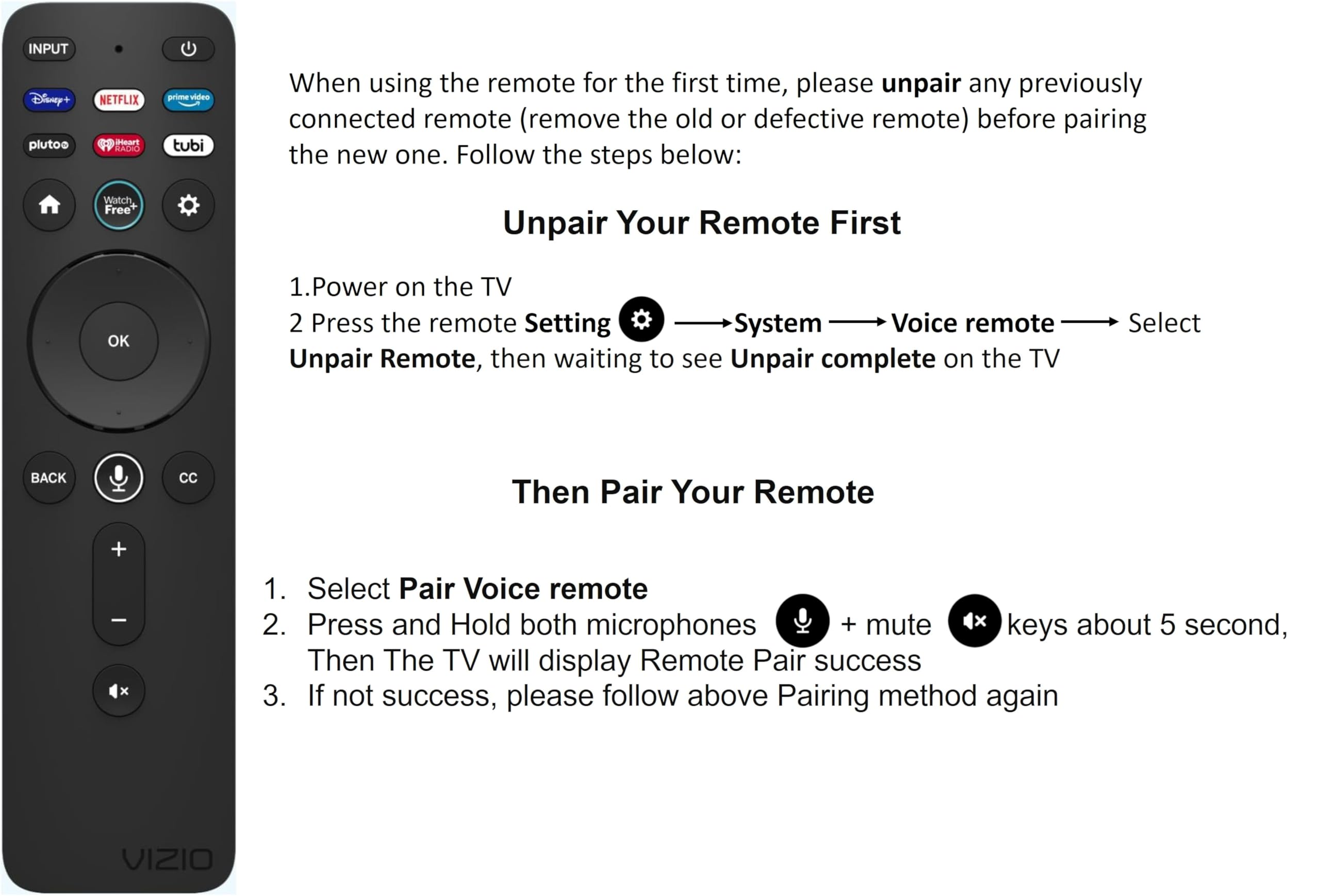 VIZIO Voice Remote XRT260 for smart TVs, featuring voice control buttons and ergonomic design.