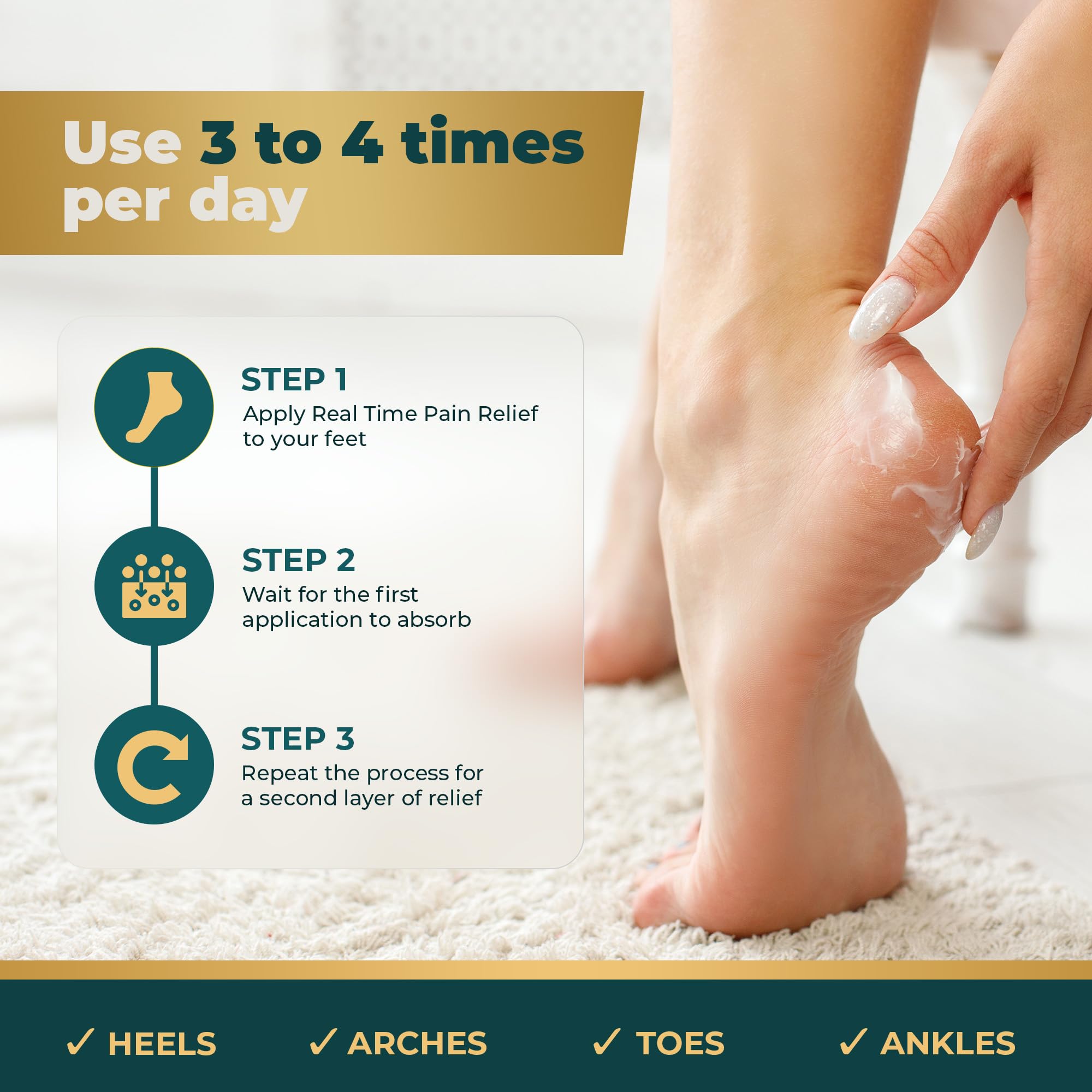 Real Time Pain Relief Foot Cream 8oz | 15 Natural Ingredients
