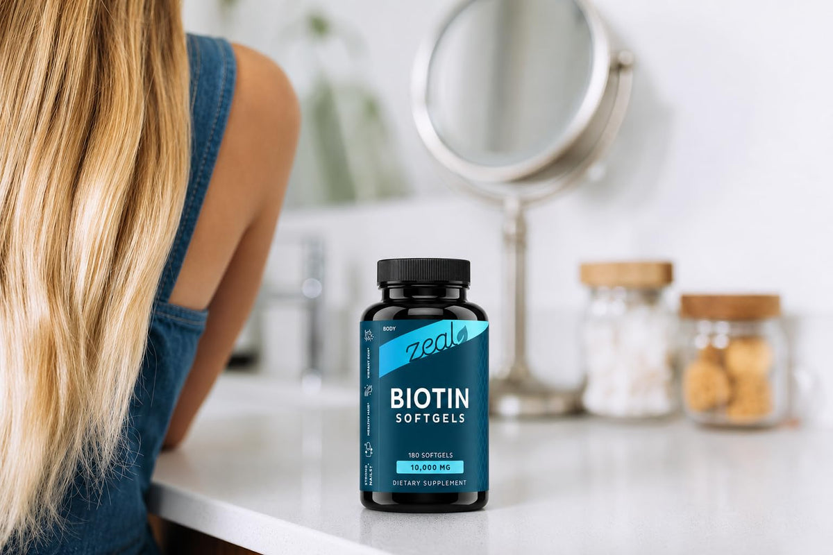 Zeal Biotin 10000mcg Oil Softgels - Zeal Naturals Official Imagery - 8
