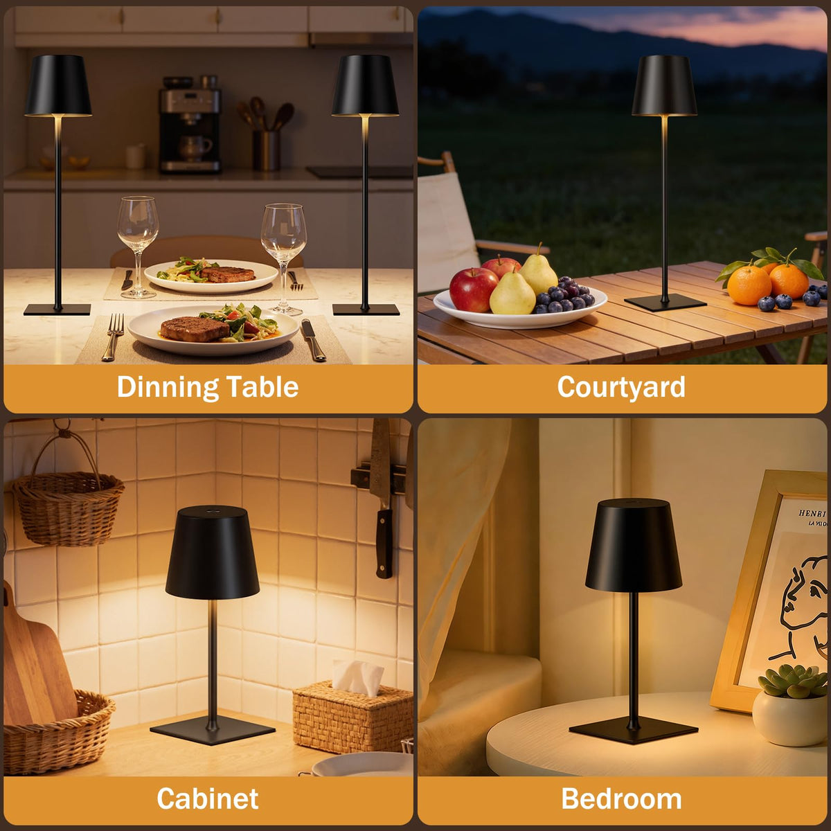 Kakanuo Black Cordless Rechargeable Table Lamp 2 Pack - Kakanuo Official Imagery - 7