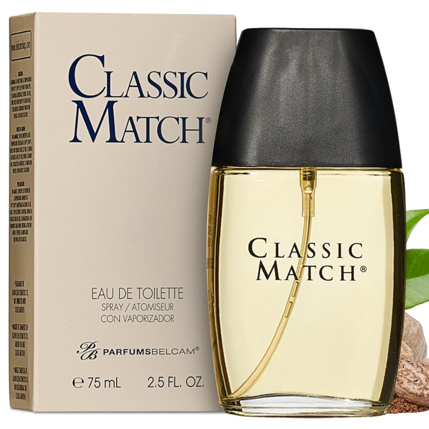 PB ParfumsBelcam Classic Match Eau de Toilette spray for men, featuring a warm oriental scent in a sleek bottle.