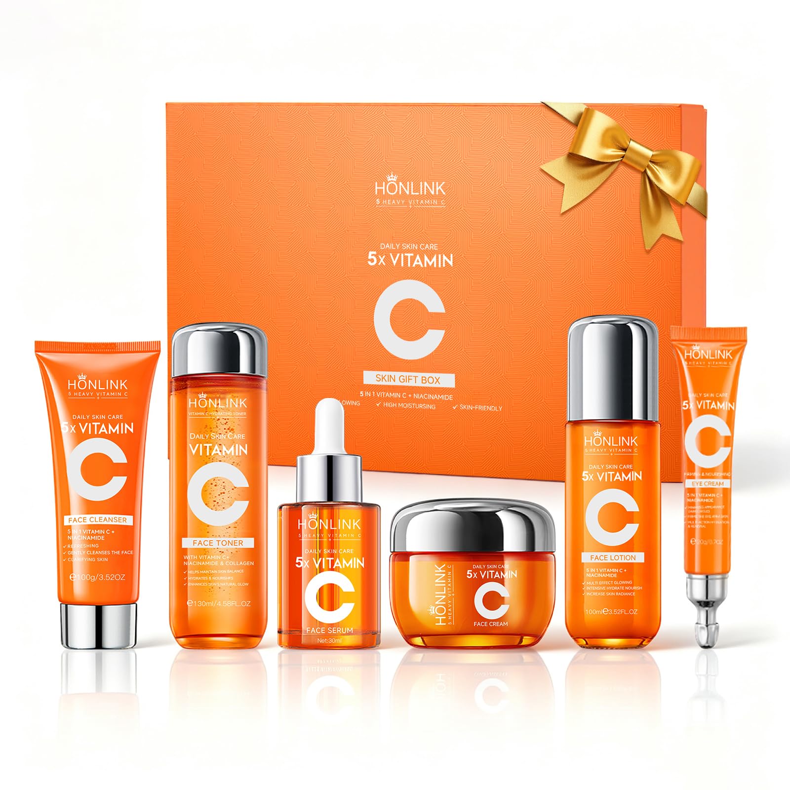 Vitamin C Skincare Set for Women, 6-Step Face Care Routine - Product Imagery