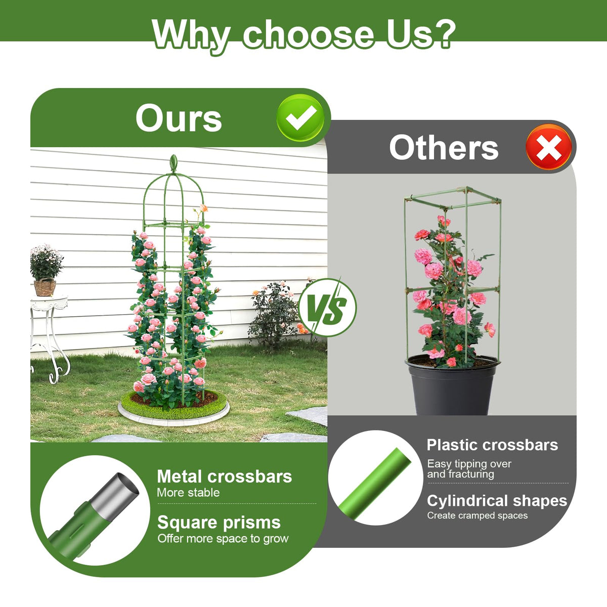 2 Pack Garden Obelisk Trellis 70IN Tall Plant Support for - Laodier Official Imagery - 6